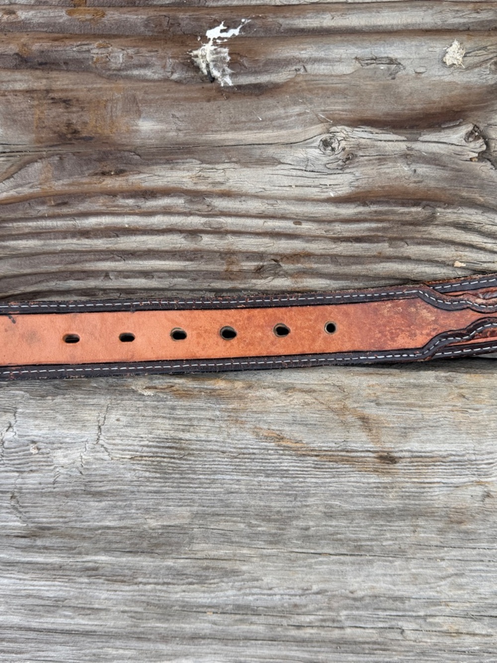 Grants Leather Western Leather Belt with Decorative Stitching - Picture 3 of 4